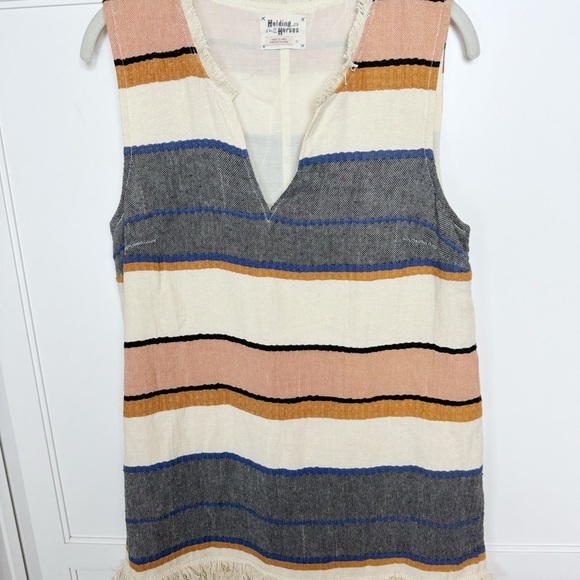 Anthropologie Holding Horses Fringed Striped Tunic Dress Sz 10 - Picture 6 of 16